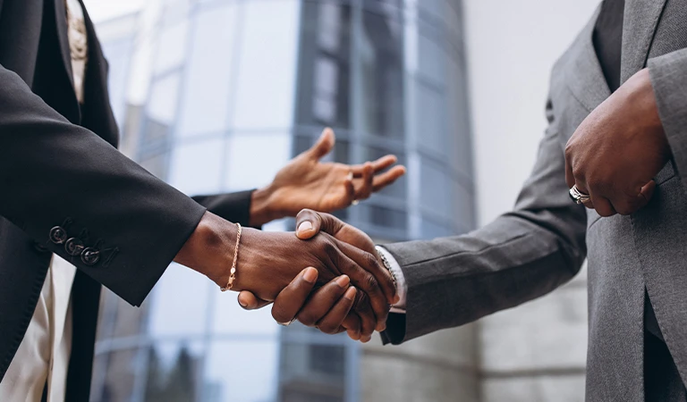 Two professionals shaking hands